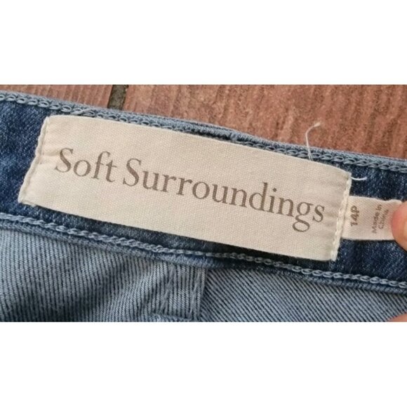 Soft Surroundings Jeans Womens 14P Blue Slim Leg High Rise Medium Stretch Denim - Picture 7 of 12